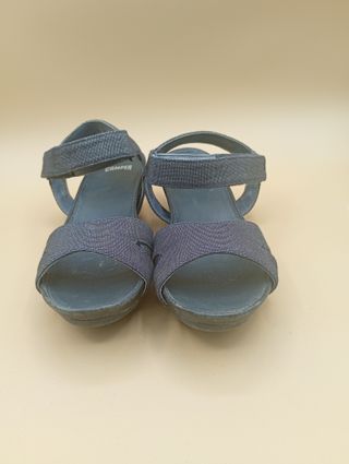 Sandalias Camper Brillantes Negro/Plata