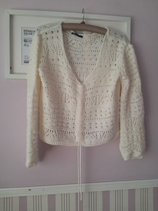 Jersey Zara Beige/Blanco Talla M