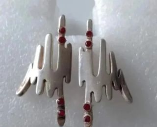 Pendientes Plata Ley Corales Rojos y Malakita