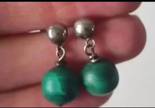 Pendientes Plata Ley Corales Rojos y Malakita