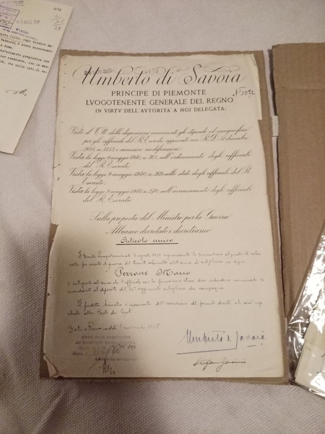Firma originale Umberto II e S. Jacini