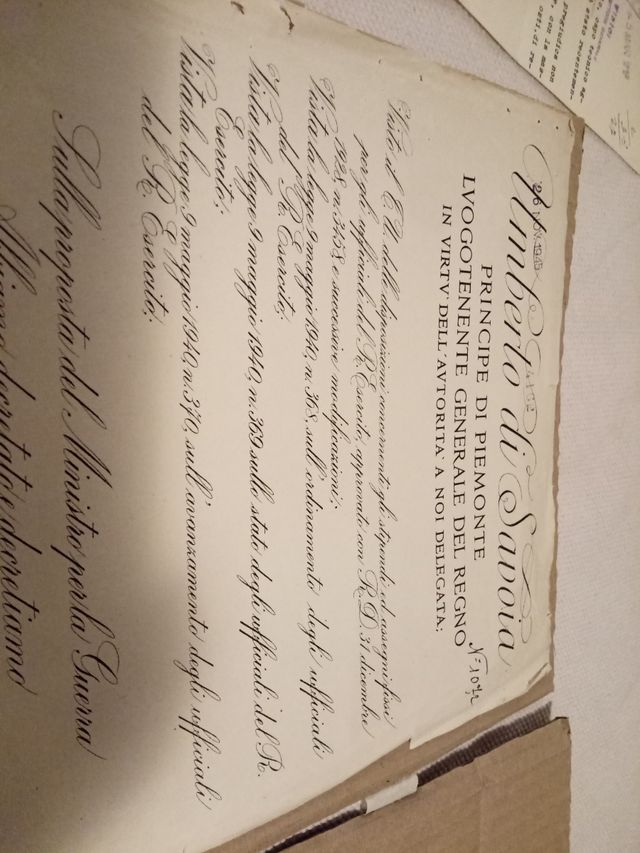 Firma originale Umberto II e S. Jacini