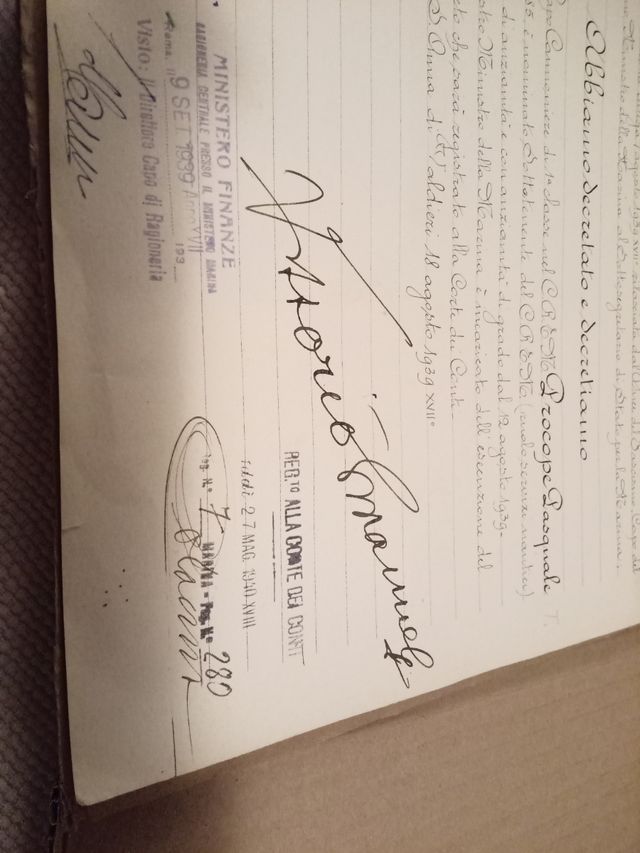 Firma originale Vittorio Emanuele III Re d'Italia