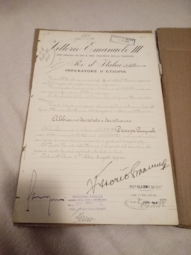 Firma originale Vittorio Emanuele III Re d'Italia