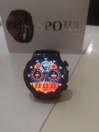 Reloj Inteligente Deportivo Negro + correa acero