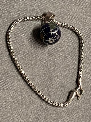 Pulsera gruesa y Bola Mundo Plata 925