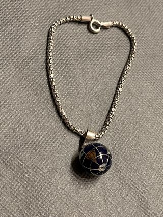 Pulsera gruesa y Bola Mundo Plata 925