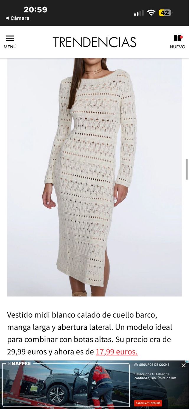 Vestido blanco midi de punto