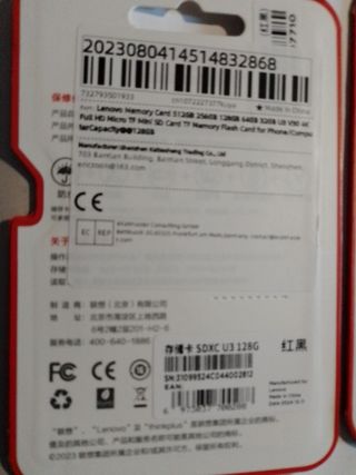 Tarjeta MicroSD Lenovo 128GB Clase 3 A1 V30