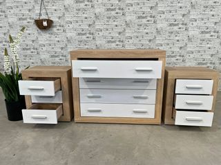 Conjunto 2 Mesitas Noche + Cómoda