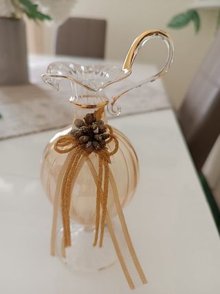 Anfora decorativa vetro ambra dorato