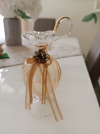 Anfora decorativa vetro ambra dorato