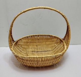 Conjunto 3 cestas mimbre y tela