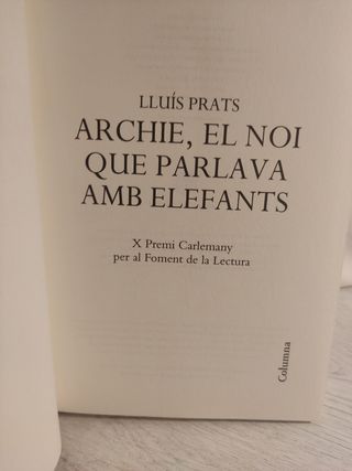 Archie, el noi que parlava amb elefants: Premi ...