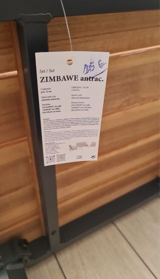 Mesa centro exterior de aluminio, gris. Nueva