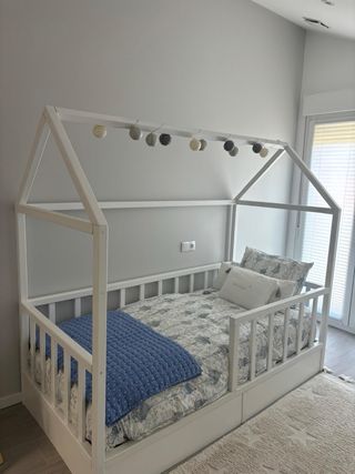 Cama infantil tipo casita blanca