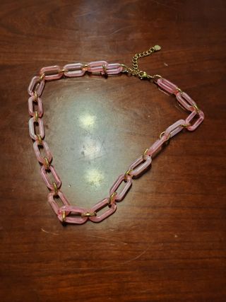 Gargantilla rosa eslabones dorados