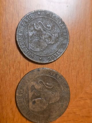 2 Monedas 10 Céntimos 1870