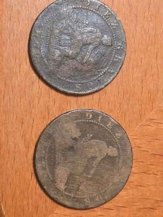 2 Monedas 10 Céntimos 1870