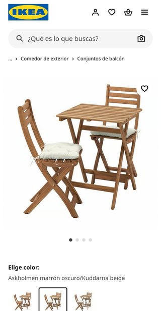 Mesa y Sillas Terraza Madera IKEA con cojines