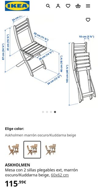 Mesa y Sillas Terraza Madera IKEA con cojines