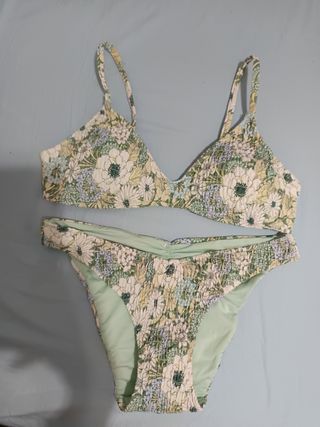 Bikini floral verde talla XS
