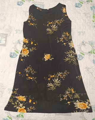 Vestito fantasia floreale nero taglia 50