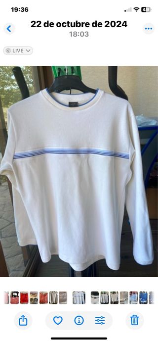 Jersey hombre blanco con rayas azules