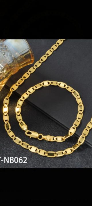 Collar con pulsera chapado en oro 18 k 