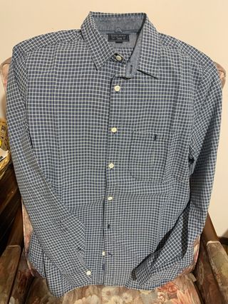 Camicia uomo Woolrich a quadrettini blu