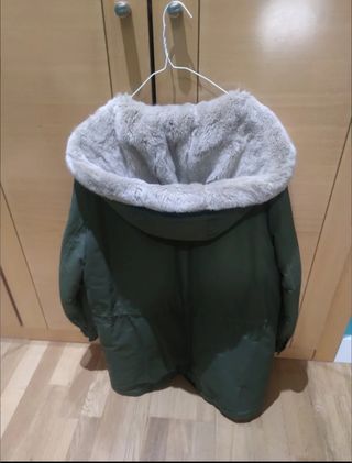 Abrigo Zara Mujer Verde Oliva con Forro