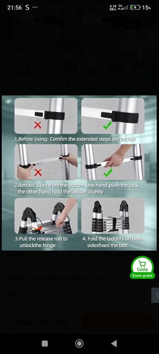 Escalera telescópica 5 metros