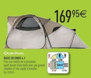 Tienda de campaña Quechua Base seconds 4.1