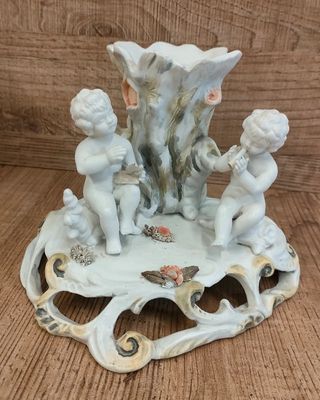 Vaso portafiori ceramica 2 putti