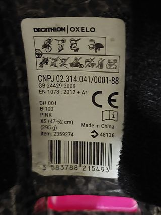 Casco rosa Oxelo Talla XS niña bici patín