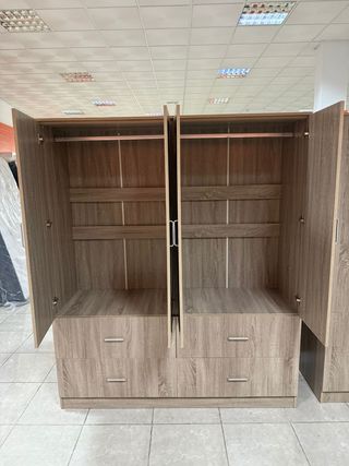 Armario 4 puertas madera con espejos