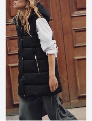 Chaleco acolchado capucha Zara largo