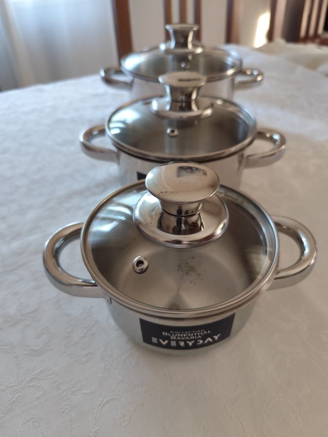 Set servizio 3 Pentole Casseruole in acciaio