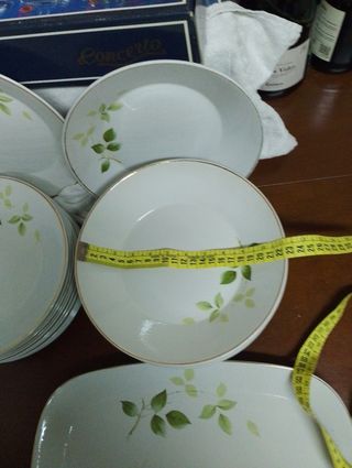 Vajilla Tanagra Porcelana Hojas Verdes