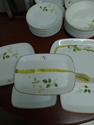 Vajilla Tanagra Porcelana Hojas Verdes