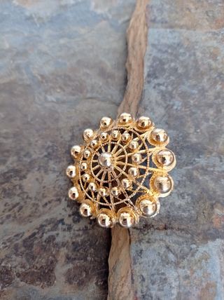 Broche filigrana plata ley chapada oro