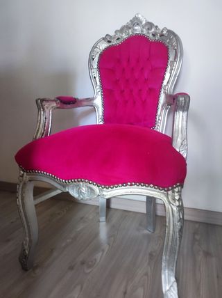 Sillón Barroco Rosa y Plateado