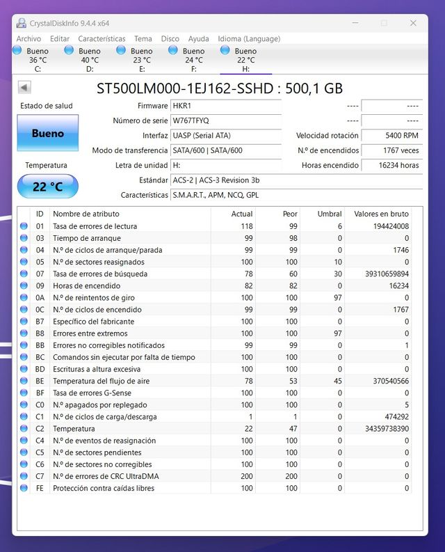 6 discos duros 500GB portátil
