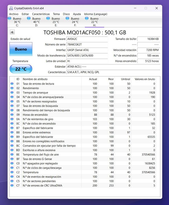 6 discos duros 500GB portátil