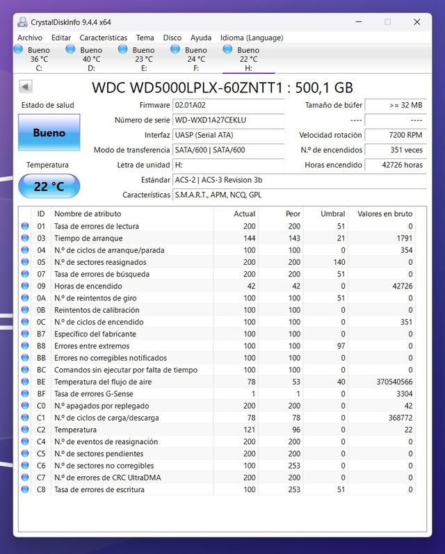 6 discos duros 500GB portátil