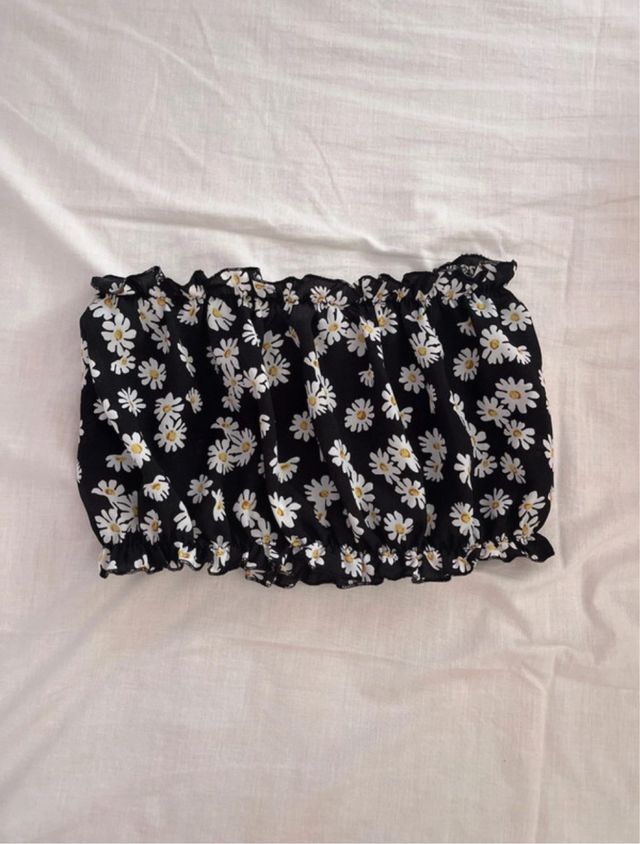 Top flores negro talla S