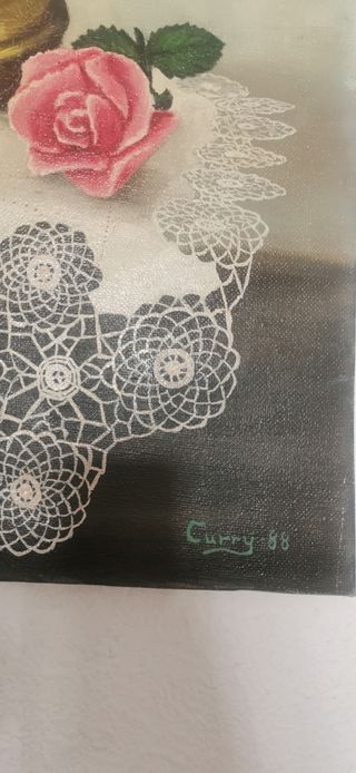 Cuadro Flores y Jarrón Dorado pintado a mano
