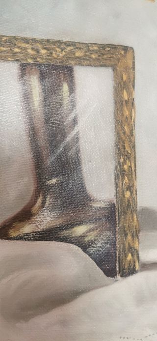 Cuadro Flores y Jarrón Dorado pintado a mano