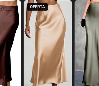 Falda larga Zara satén