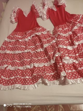 Vestido flamenco niña rosa lunares